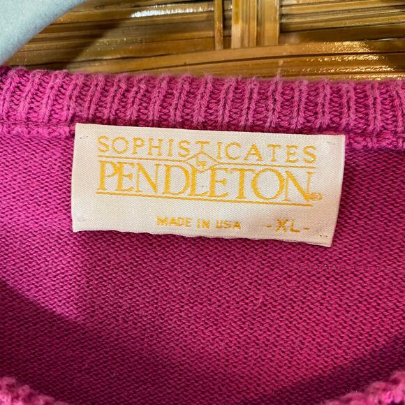 Pendleton Sophisticates Vintage Pink Short Sleeve Knit Sweater XL USA - Picture 2 of 4